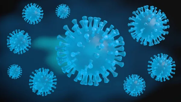Coronavirus hücresi, tıbbi illüstrasyon, 3D görüntüleme