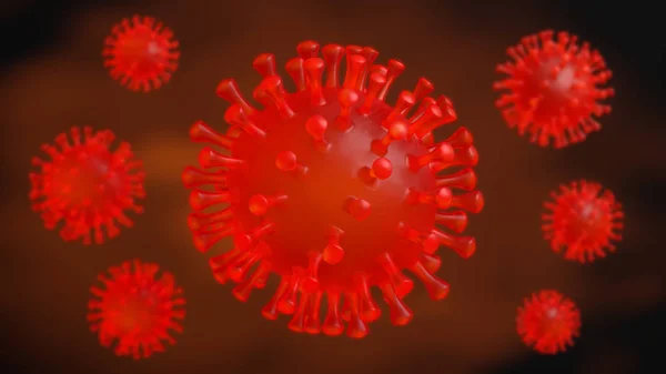 Coronavirus hücresi, tıbbi illüstrasyon, 3D görüntüleme