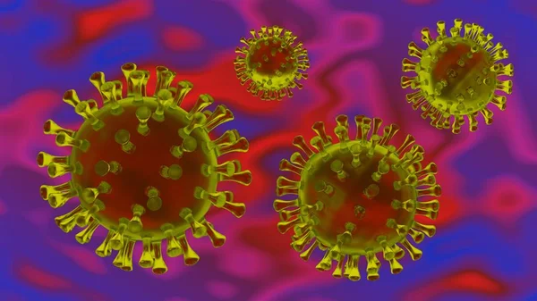 Mikroskopisk Coronavirus Rendering — Stockfoto