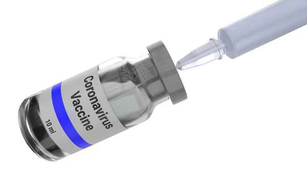 Coronavirus aşısı. 2019 ncov tedavisi. Beyaz arka planda izole edilmiş. 3d oluşturma.