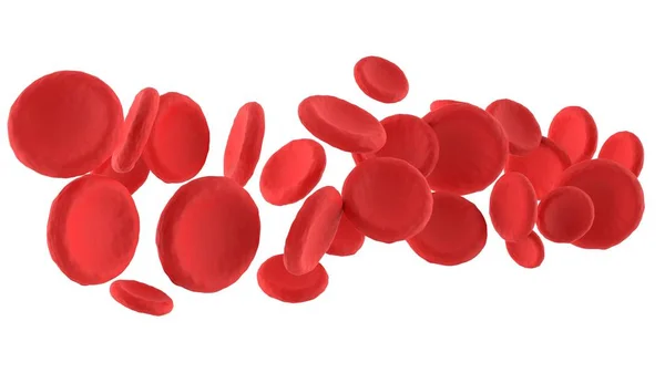 Kırmızı Kan Hücreleri Bir Damar Arterde Akıyor Beyaz Arka Planda — Stok fotoğraf