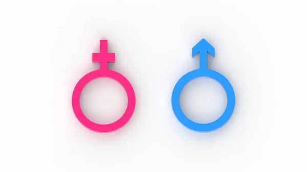 Σύμβολα Φύλου Που Απομονώνονται Λευκό Φόντο Απόδοση Ισότητα Των Φύλων — Φωτογραφία Αρχείου