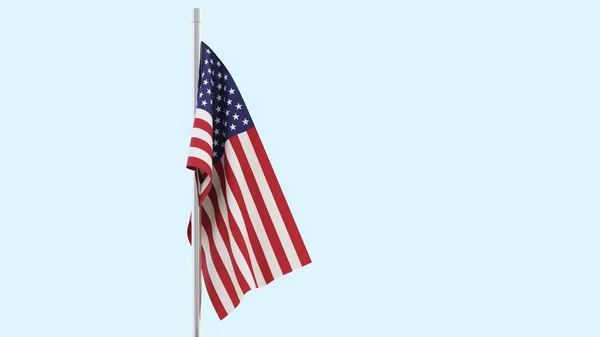 USA flag on flagpole. American flag isolated. 3D-rendering.
