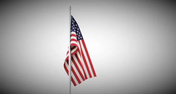 旗竿にアメリカ国旗 アメリカ国旗は孤立している 三次元レンダリング — ストック写真