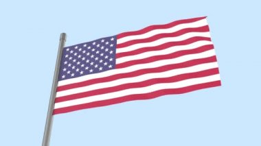 Waving American flag isolated on white background. Seamless video. 3D-rendering. Looping video. Loop. Repeating video USA flag.
