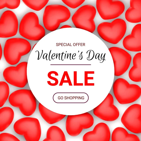 Valentines Day Banner Penjualan Valentines Day Sale Background Red Hearts — Stok Foto