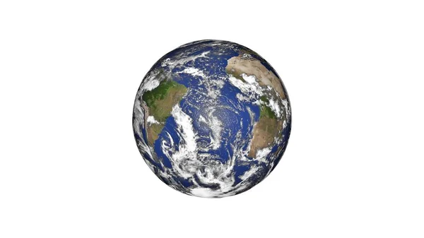 白い背景にある地球の惑星 宇宙から見た惑星地球 三次元レンダリング — ストック写真