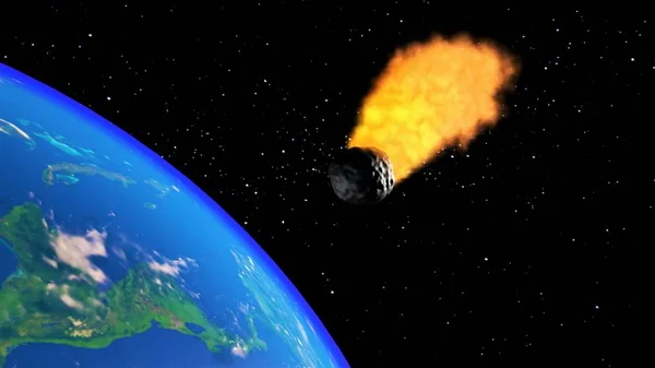 Meteorite Falls Earth Planet Collision Asteroid Earth Asteroid Impact End — ストック写真