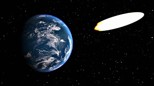 Meteoritul Cade Planeta Pământ Coliziunea Unui Asteroid Pământul Impactul Asteroizilor — Fotografie, imagine de stoc