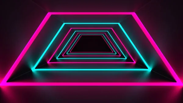 Abstract neon background. Cyberpunk neon tunnel. Sci-Fi way. 3D-rendering.