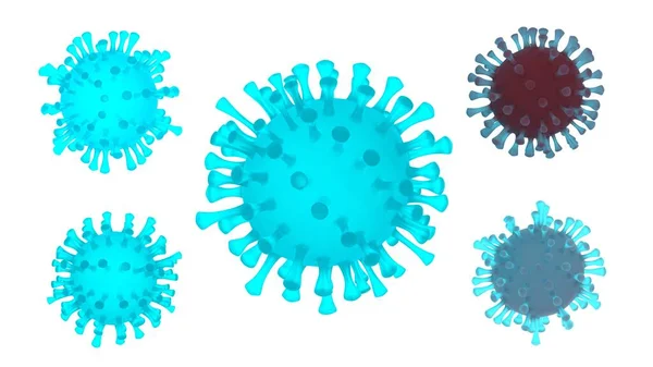 Coronavirus Isolato Sfondo Bianco Rendering Colore Blu — Foto Stock