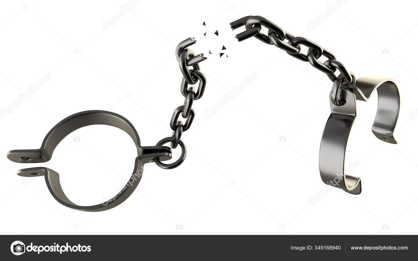 Broken Shackles Isolated White Background Rendering Stock Photo by