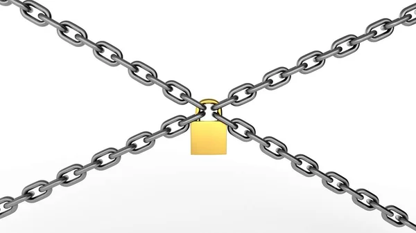 Crossed Chains Lock Rendering — Stock Photo, Image