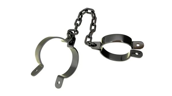 Prangalar ve zincirler beyaz arka planda izole edilmiş. 3 Boyutlu Hazırlama.