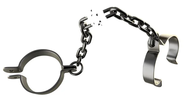 Broken Shackles Isolated White Background Rendering — Stock Photo, Image