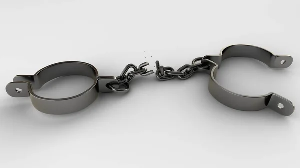 Broken Shackles Isolated White Background Rendering — Stock Photo, Image