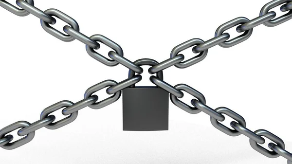 Crossed Chains Lock Rendering — Stock Photo, Image