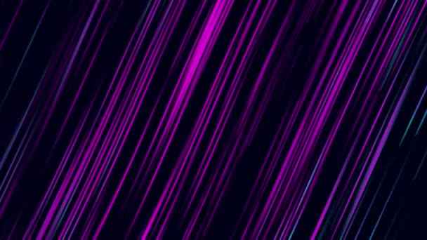 Néon abstrait fond de pluie. Lignes violettes, rouges et bleues sur noir .