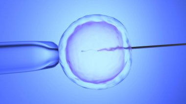 Tüp bebek, yapay döllenme. Mavi renk gradyanı. 3 Boyutlu Hazırlama. 