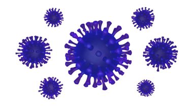 Coronavirus beyaz arka planda izole edildi. 3 boyutlu canlandırma. Mikroskop altında canlandırma.