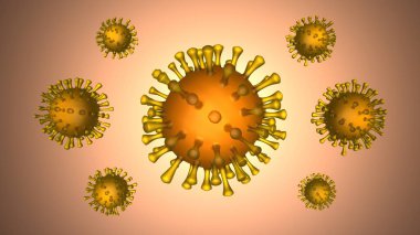 Coronavirus izole edildi. 3 boyutlu canlandırma. Mikroskop altında canlandırma.