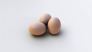 Yumurtalar beyaz arka planda izole edilmiş. 3 Boyutlu Hazırlama.