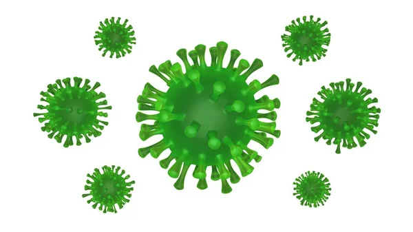 Coronavirus Aislado Sobre Fondo Blanco Representación Ilustración Bajo Microscopio —  Fotos de Stock