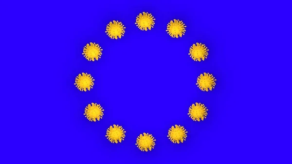 Coronavirus Europe European Flag Imitation Rendering — Stock Photo, Image