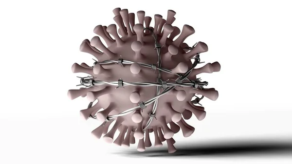 Coronavirus Stacheldraht Gehüllt Rendering Quarantäne Konzept Virus Stoppen — Stockfoto