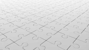 Beyaz yapboz şablonu arka plan. 3 Boyutlu Hazırlama.