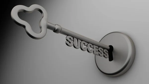 Key to Success and a keyhole isolated on white. 3D-rendering.