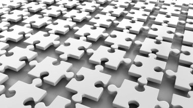 Soyut yapboz parçaları arka plan. 3 boyutlu canlandırma. Bağlantı konsepti.