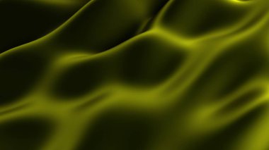 Pürüzsüz ipek ya da saten kumaş. Soyut arkaplan. Sıvı dalga. Yeşil metalik renk. 3 Boyutlu Hazırlama.