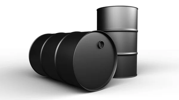 Black Oil Barrels Isolated White Rendering — Stock Photo, Image
