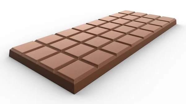 Barra Chocolate Con Leche Aislada Sobre Fondo Blanco Representación — Foto de Stock