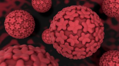 İnsan papillomavirüs hücreleri. HPV. İllüstrasyon kavramı. 3 Boyutlu Hazırlama.