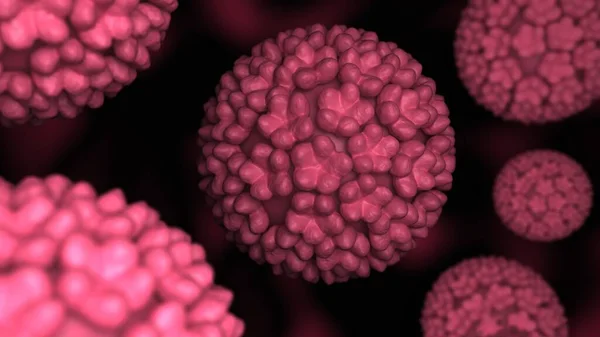 İnsan papillomavirüs hücreleri. HPV. İllüstrasyon kavramı. 3 Boyutlu Hazırlama.