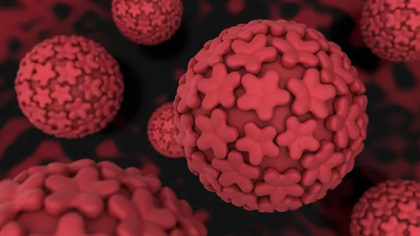 Komórki Wirusa Brodawczaka Ludzkiego Hpv Koncepcja Ilustracji Renderowanie — Zdjęcie stockowe