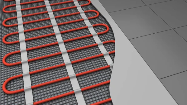 Floor heating system with cable. 3D-rendering.