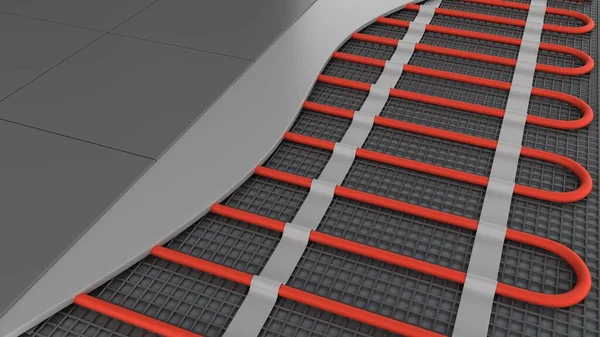 Floor heating system with cable. 3D-rendering.
