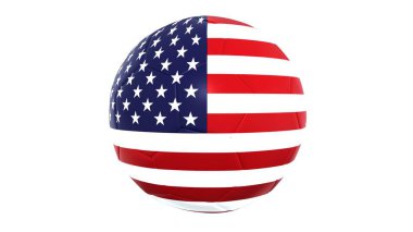Amerikan bayrağı futbol topunda. Beyazda izole edilmiş. 3 Boyutlu Hazırlama.