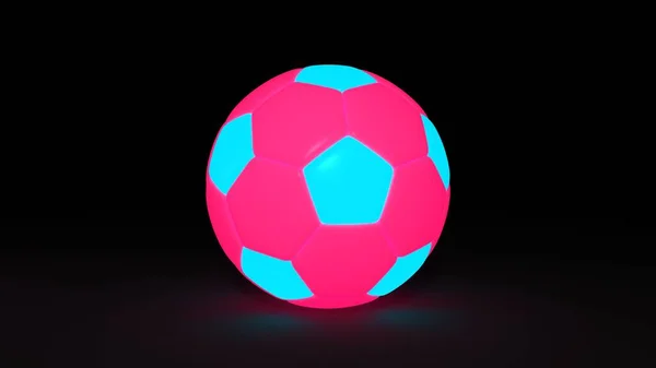 Neon soccer ball isolated on black background. 3D-rendering.
