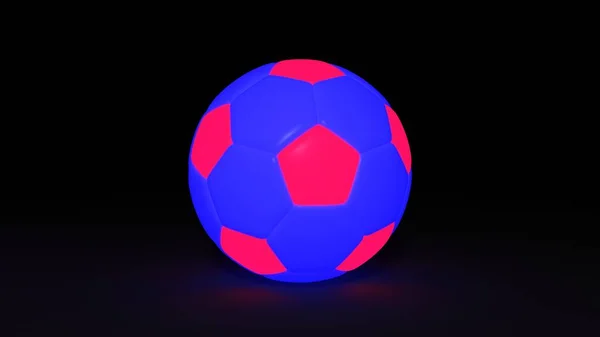 Neon Soccer Ball Isolated Black Background Rendering — Stock Photo, Image