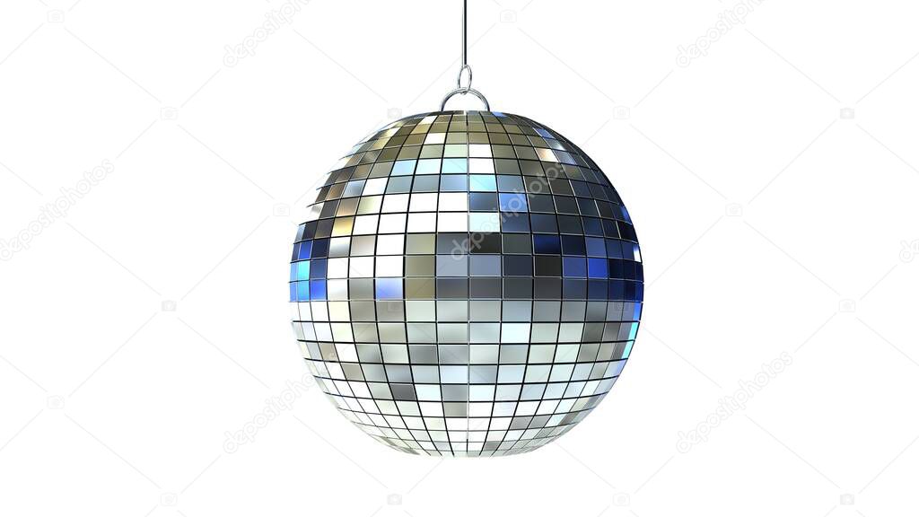 Disco ball isolated on white background. 3D-rendering.