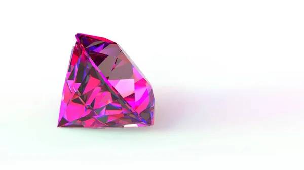 Diamante Rosa Aislado Sobre Fondo Blanco Representación — Foto de Stock
