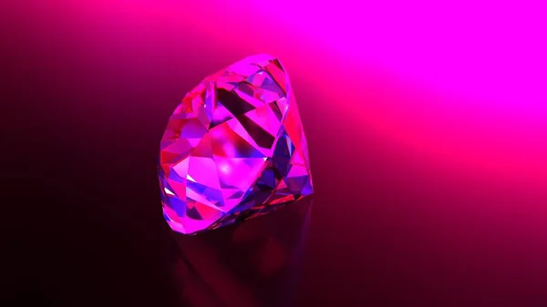 Diamante Bajo Luces Neón Representación — Foto de Stock