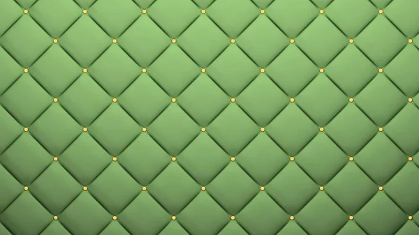Bőr Kárpit Minta Textúra Arany Gombokkal Minta Háttér Zöld Szín Jogdíjmentes Stock Képek