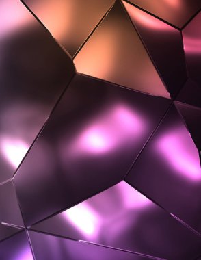 Soyut arkaplan. Lüks Metal Paneller Geometrik Desen. Cazibe Moda Arkaplanı. 3 boyutlu illüstrasyon. Yansıtıcı ve parlak, lüks duvar kağıdı. Parlak, renkli ve canlı doku duvarı.