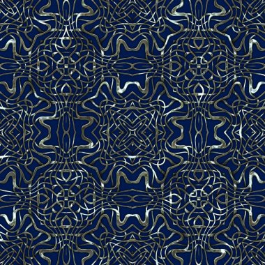 Renkli kumaş arka planında moda tarzında gümüş örgü süsü olan lüks, kusursuz bir şablon. Duvar kağıtları ve tekstil baskısı için tasarım. Lüks, ışıl ışıl metalimsi fantezi dokusu