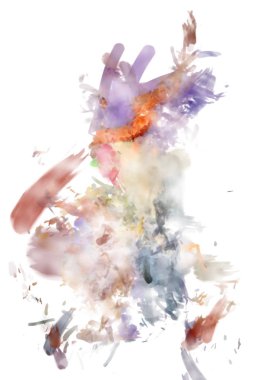 Taranmış Boyalı Soyut Arkaplan. Fırça darbesi ile boyanmış. Sanatsal canlılık ve renkli duvar kağıdı